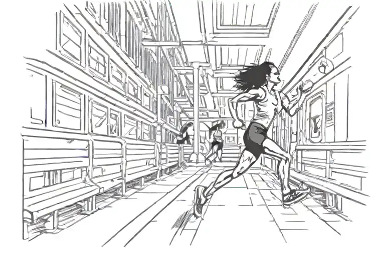 running woman freedom tower g train nyc tattoo design idea