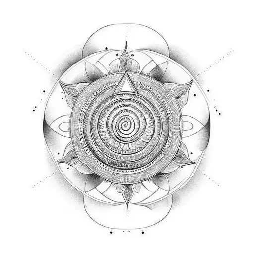 Hindu tattoo with Sree chakra on biceps tattoo design idea