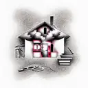 Burning house tattoo design idea