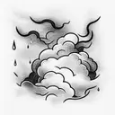 storm cloud with rain tattoo design idea