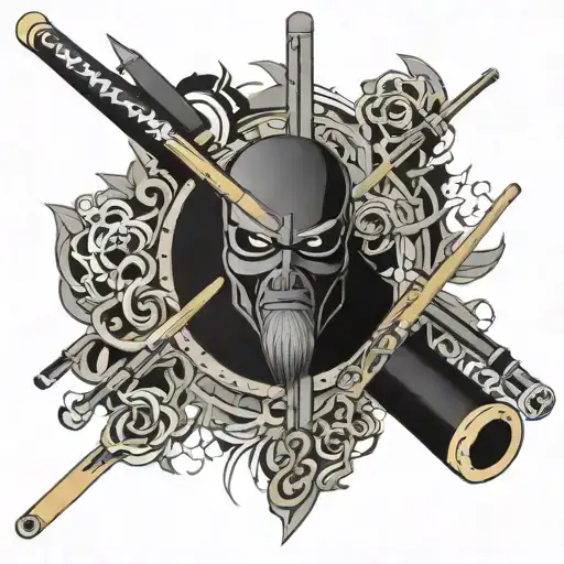 tangent zero billiard cue ninja tattoo design idea