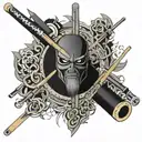 tangent zero billiard cue ninja tattoo design idea
