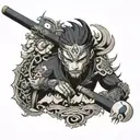 tangent zero billiard cue ninja tattoo design idea