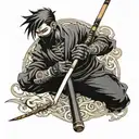 tangent zero billiard cue ninja tattoo design idea