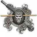 tangent zero billiard cue ninja tattoo design idea