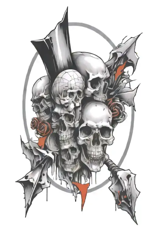 Creative mythical grey and black tattoo design idea
