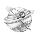 planets of the solar system in a straight line on a forearm. no color tattoo design idea