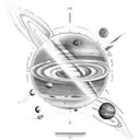 planets of the solar system in a straight line on a forearm. no color tattoo design idea