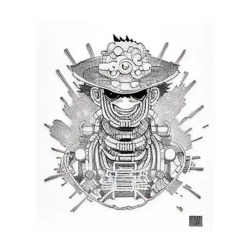 cyberpunk luffy tattoo design idea