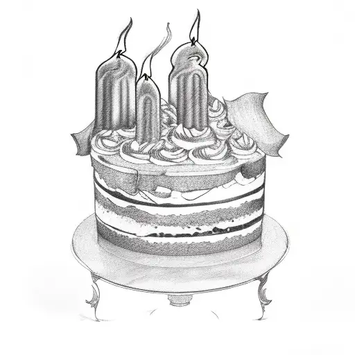 slice of cake with one candle  tattoo design idea