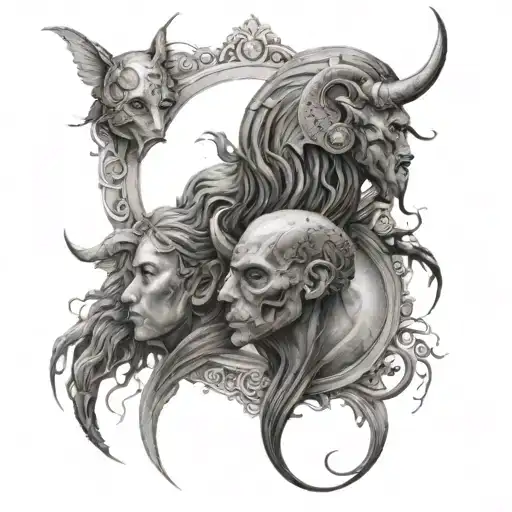 gemini related (castor and polux) and marine tattoo with also Orion on it tattoo design idea