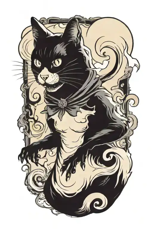 cat dressed up as a ghost tattoo design idea