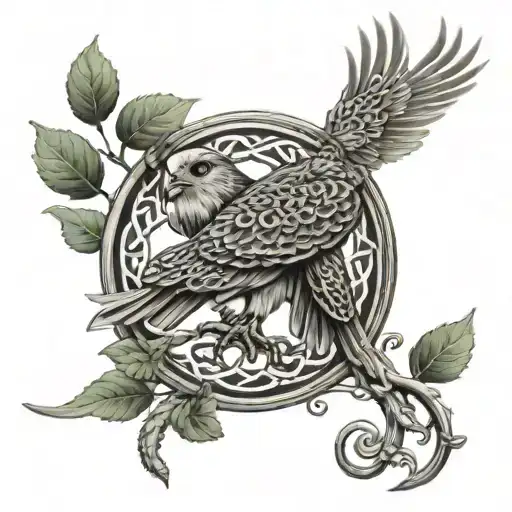 polish falcon Celtic tree of life tattoo design idea