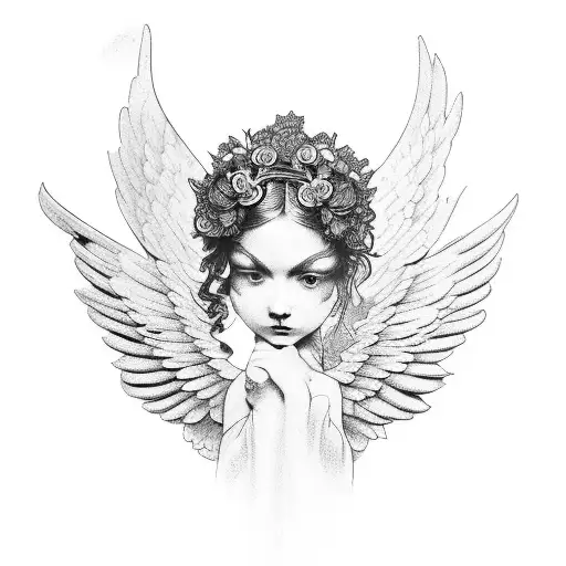 antique angels tattoo design idea