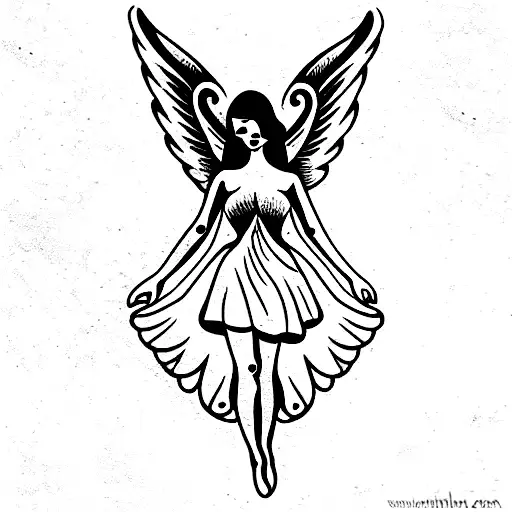 antique angels tattoo design idea