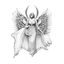 antique angels tattoo design idea