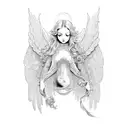 antique angels tattoo design idea