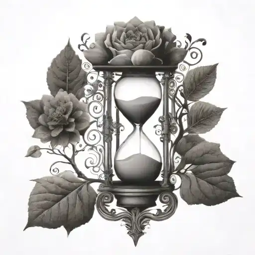 hourglass with the tree of life inside tattoo design idea