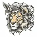 lion with a lamb underneath tattoo design idea