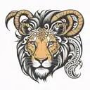 lion with a lamb underneath tattoo design idea