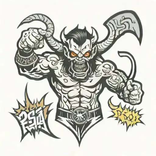psa sig pro wrestling demon tattoo design idea