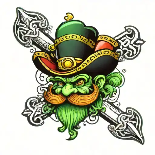 leprechaun Mexican flag tattoo design idea