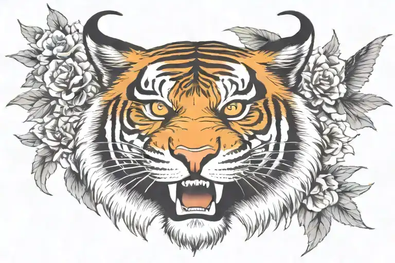 tiger head with roman wings   tattoo design idea
