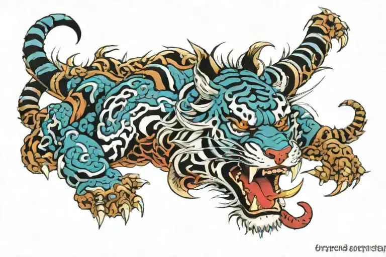 tiger and dragon wrapped tattoo design idea