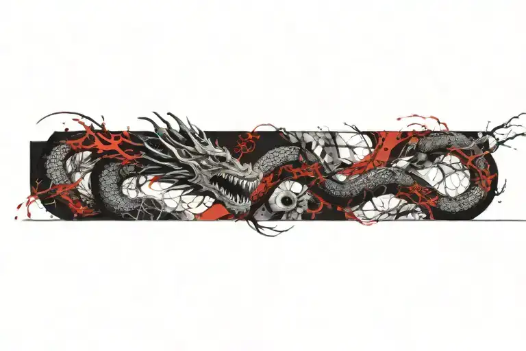 long serpentine dragon tattoo design idea