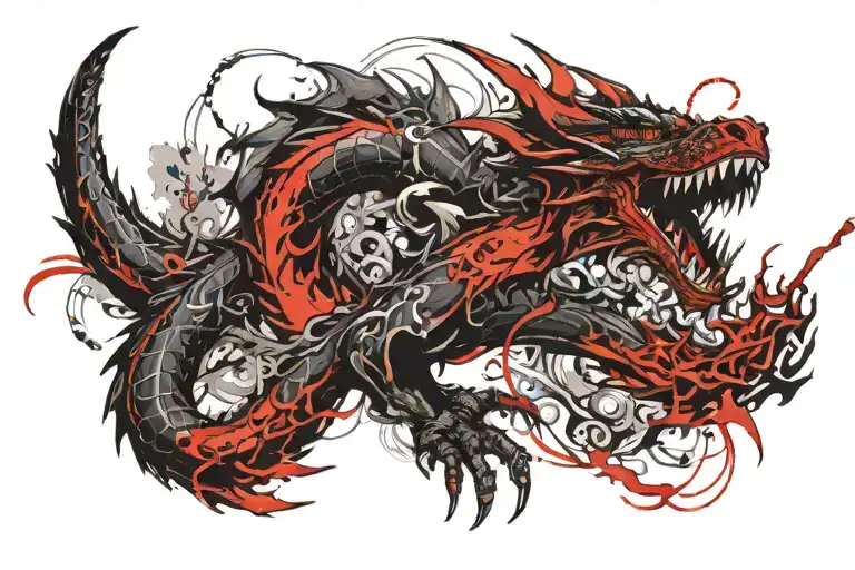 long twisting dragon wrapping around wrist and up forarm tattoo design idea