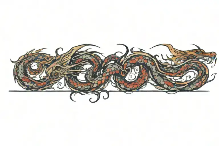 long serpentine dragon tattoo design idea