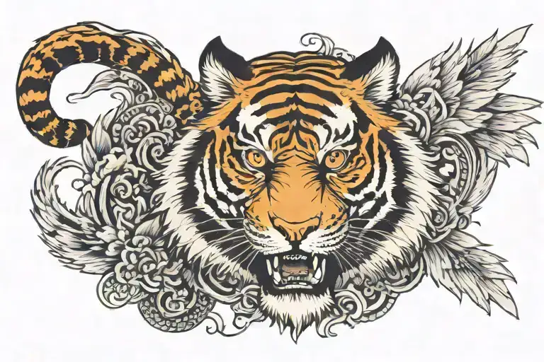 tiger head with wings  tattoo design idea