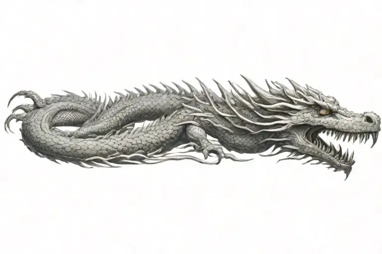 long serpentine dragon tattoo design idea