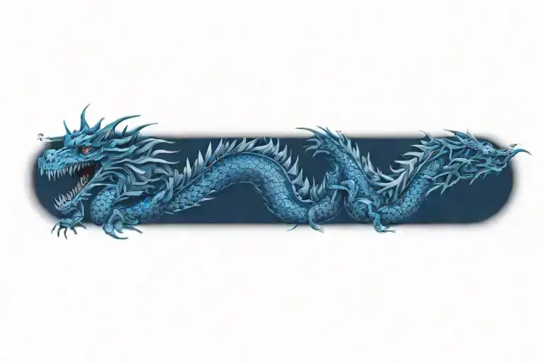 long serpentine dragon tattoo design idea