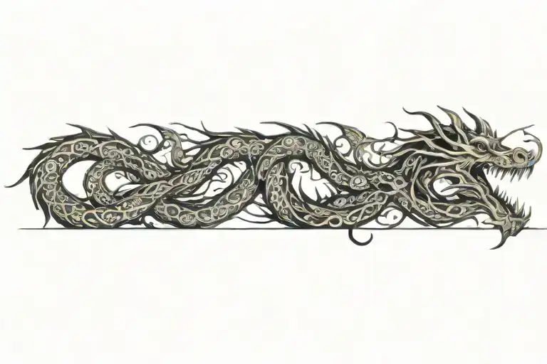 long serpentine dragon tattoo design idea