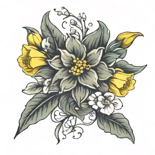 the Bible verse Ecclesiastes 11:4 ERV with daffodils instead of olive branches under it tattoo design idea