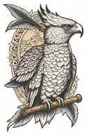 Harpy eagle and sword tattoo design idea