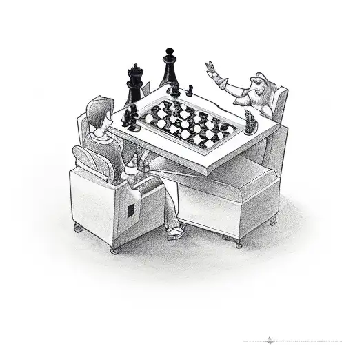 chess sitting in cinema tattoo design idea