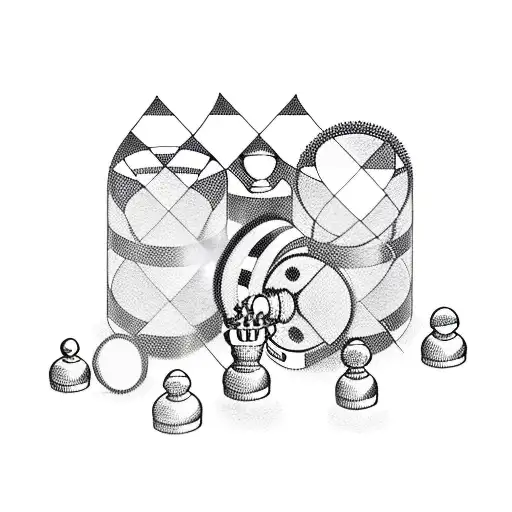 A chessboard with movie reels as the chess pieces tattoo design idea