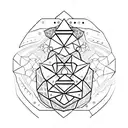 A tattoo of a casino chip with a geometric pattern inspired by physics equations tattoo design idea