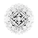 A tattoo of a casino chip with a geometric pattern inspired by physics equations tattoo design idea