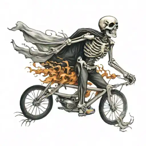 road running skeleton tattoo design idea