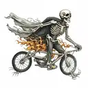 road running skeleton tattoo design idea