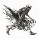 road running skeleton tattoo design idea