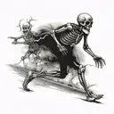 road running skeleton tattoo design idea