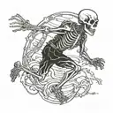 road running skeleton tattoo design idea