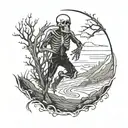 road running skeleton tattoo design idea