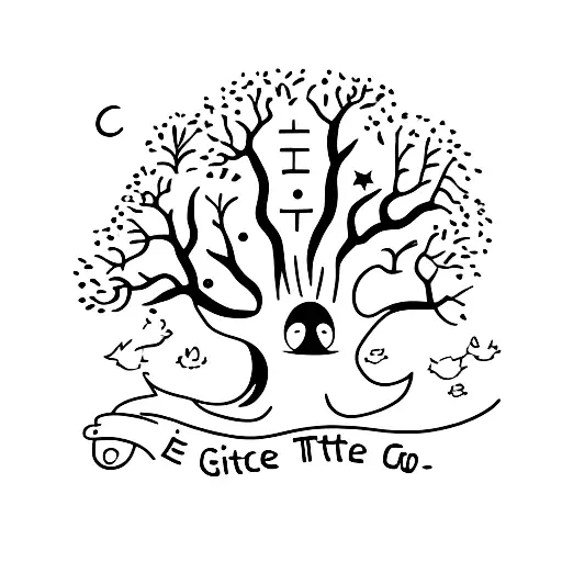 the little prince, the giving tree with the phrase "from dusk we came to duck we'll go" tattoo design idea