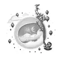 the little prince, the giving tree with the phrase "from dusk we came to duck we'll go" tattoo design idea