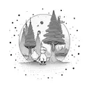 the little prince, the giving tree with the phrase "from dusk we came to duck we'll go" tattoo design idea